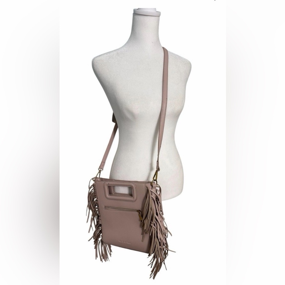 Melie Bianco ⭐️ Taupe Fringe Crossbody Bag Vegan Leather Boho Festival Purse - Picture 4 of 6